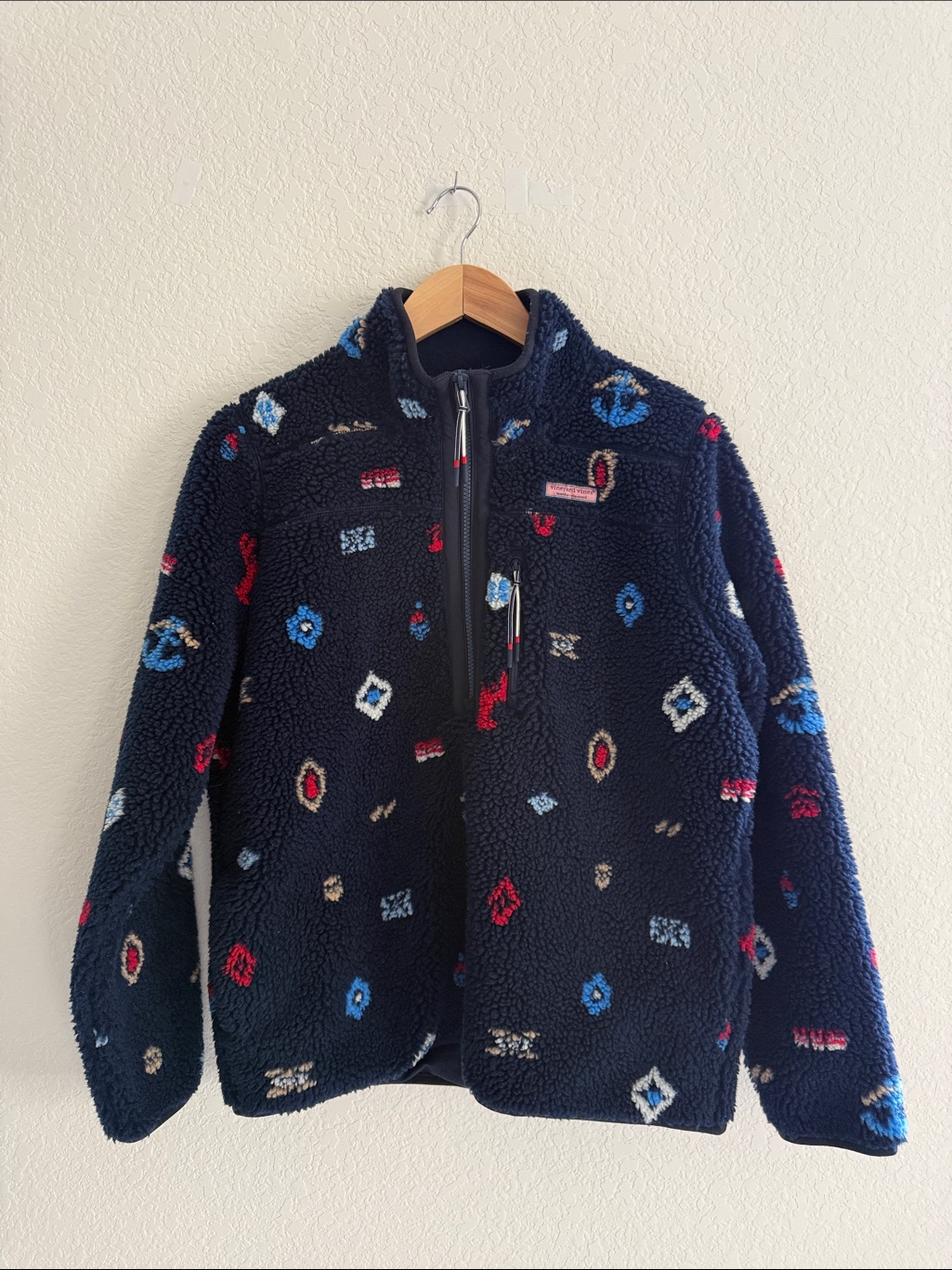 Vineyard Vines Nautical Icons Supershep Fleece Half Zip Pullover Size M